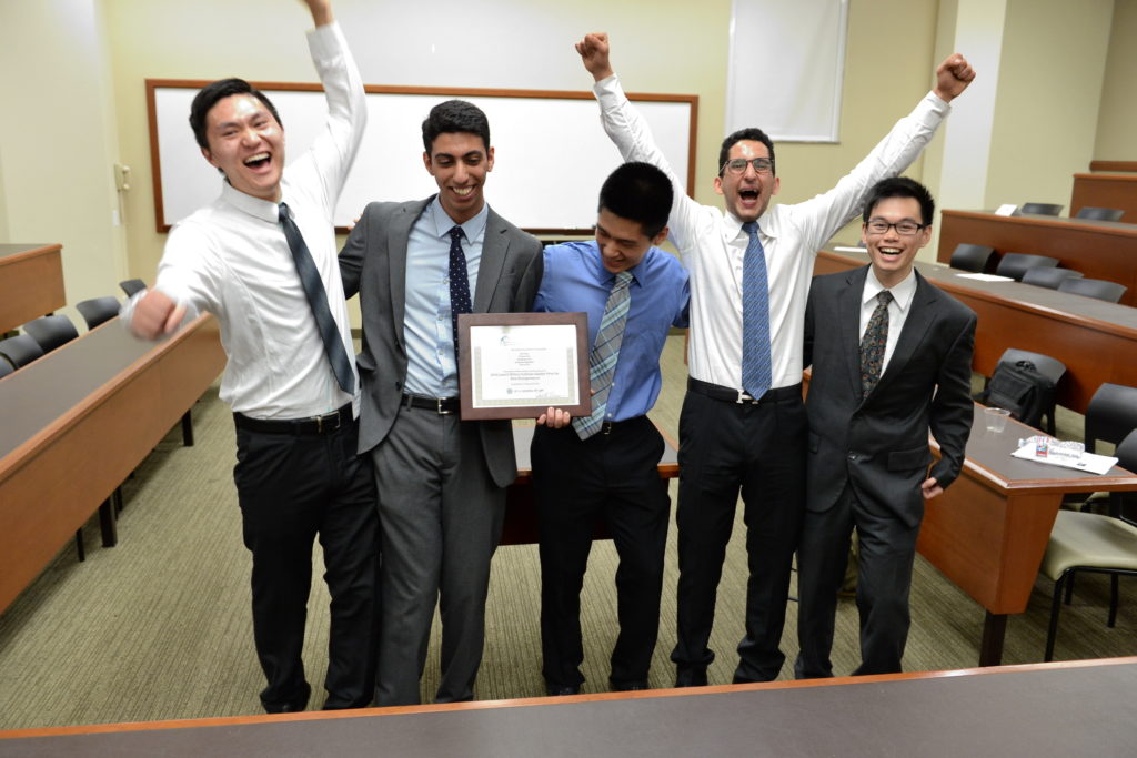 Student competition winners celebrate their victory.