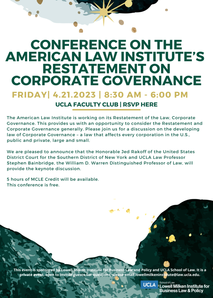 Conference on the American Law Institute’s Restatement on Corporate Governance